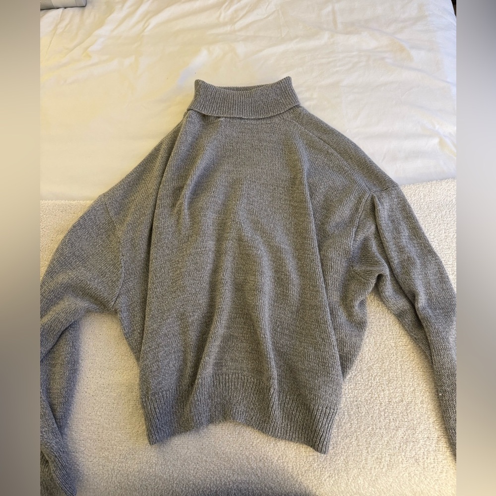 Cropish Gray Turtleneck Sweater.